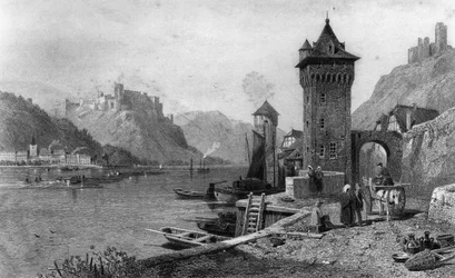 St. Goar, grabado por J. Outhwaite, impreso por Cassell y Company